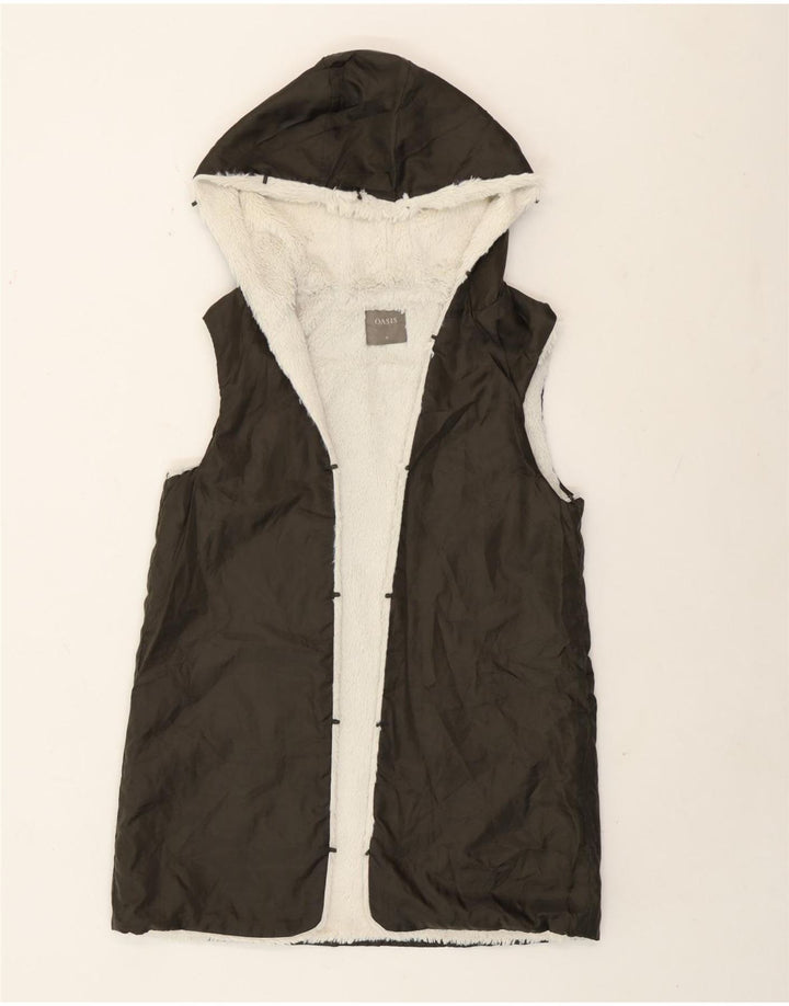 Colete feminino Oasis Longline com capuz e forro UK 14 poliamida verde médio