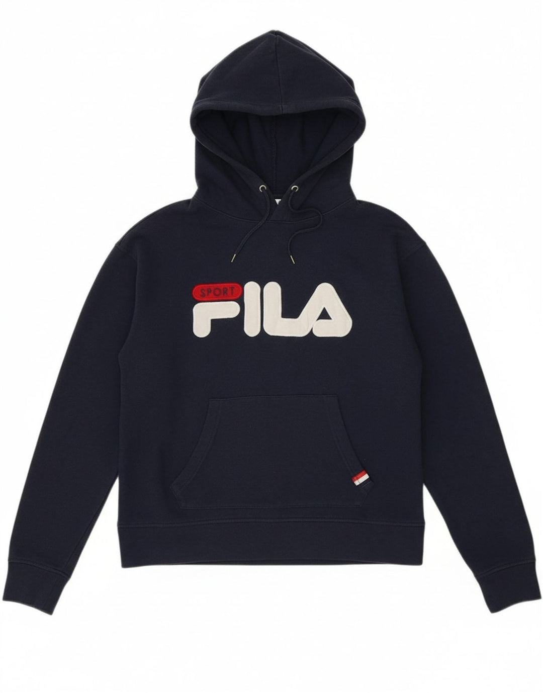 FILA Suéter masculino com capuz gráfico médio azul marinho algodão