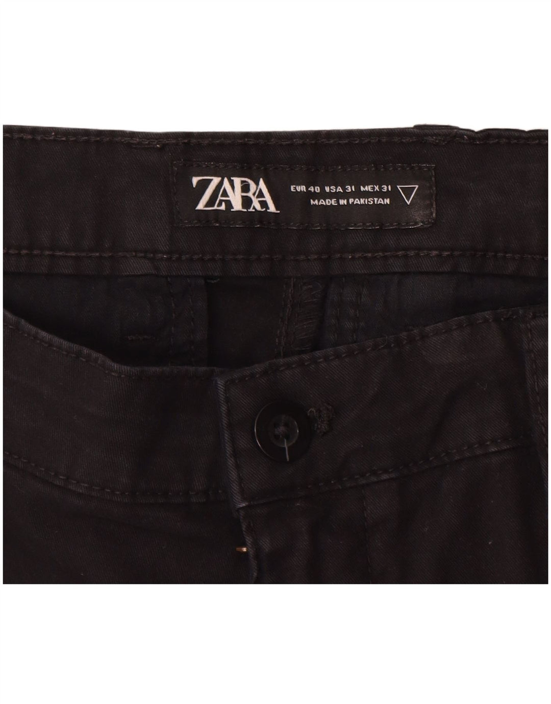 ZARA Mens Slim Chino Calças EU 40 Médio W31 L30 Algodão Preto