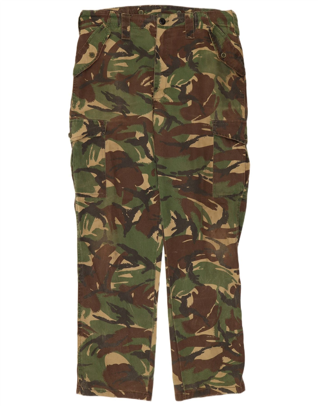 Calça cargo masculina VINTAGE reta W36 L32 camuflagem cáqui poliéster