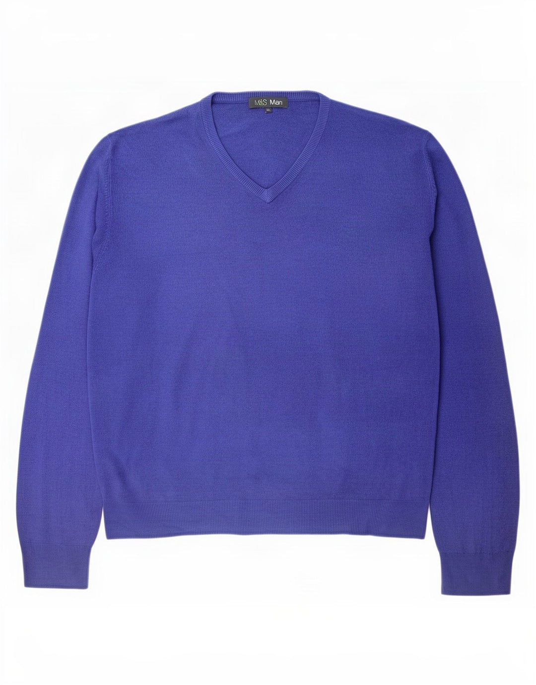 Suéter masculino Marks & Spencer com decote em V XL azul acrílico