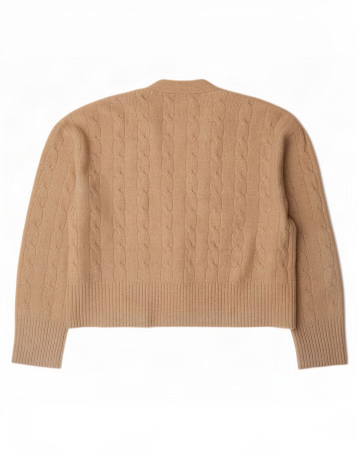 Suéter cardigã oversized feminino Zara Reino Unido 10 pequeno poliéster bege