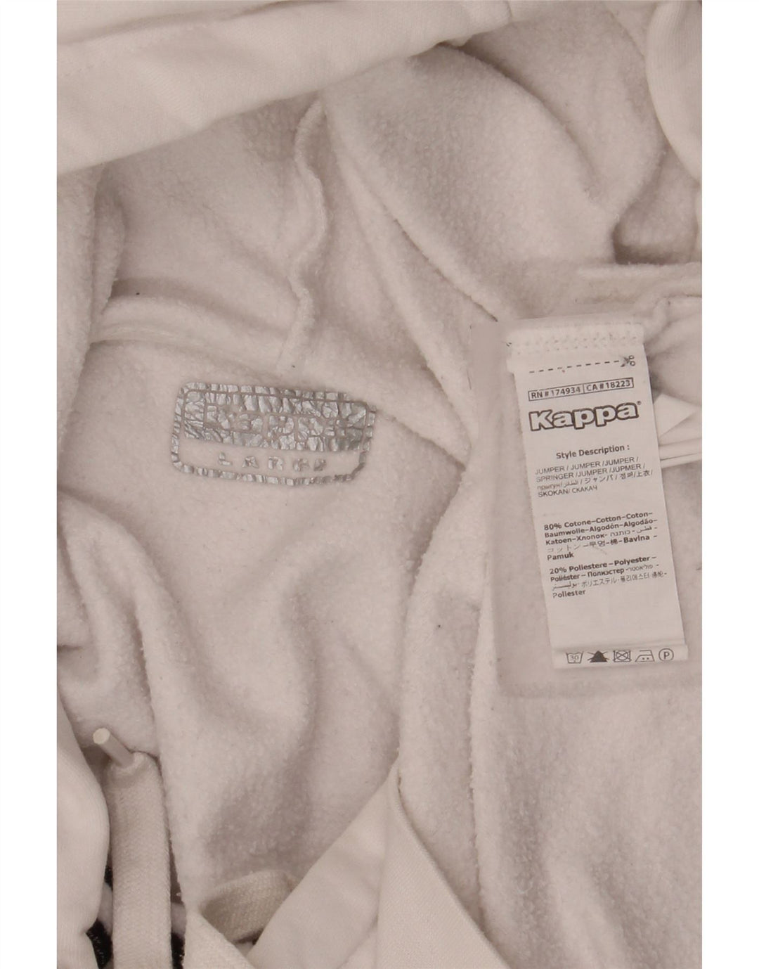 Suéter com capuz gráfico masculino KAPPA grande algodão branco