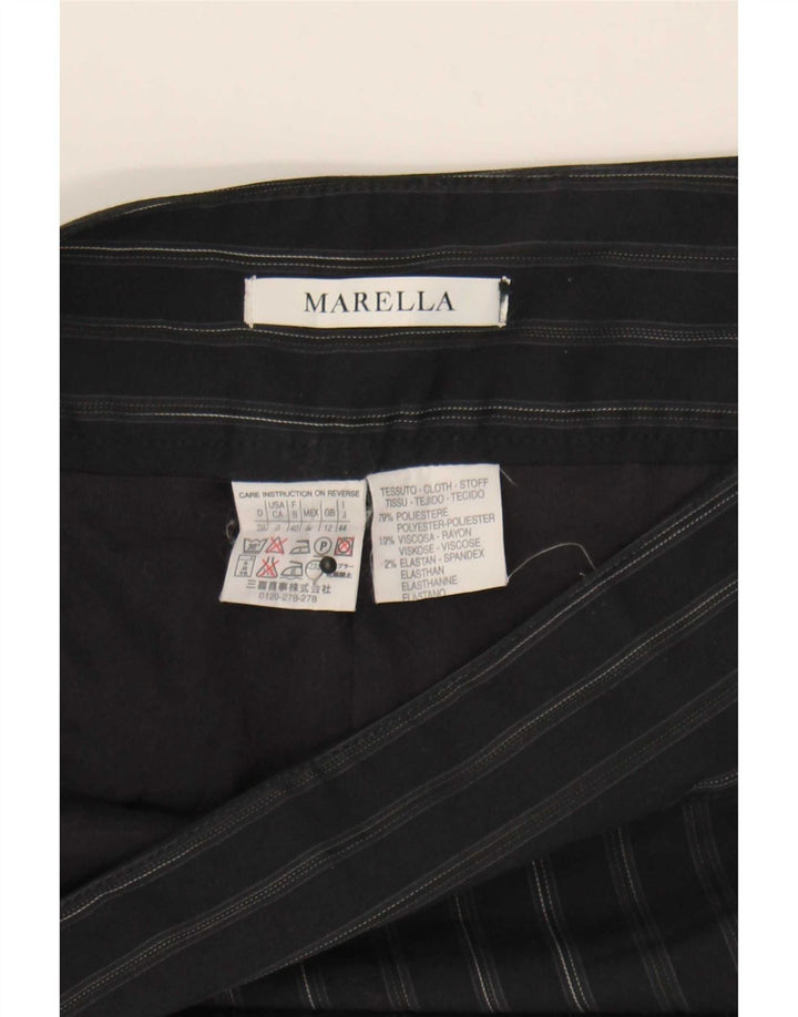 Mini saia feminina Marella Reino Unido 12 médio W32 azul marinho listrado poliéster
