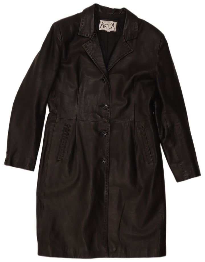 Casaco de couro feminino vintage IT 48 XL couro preto