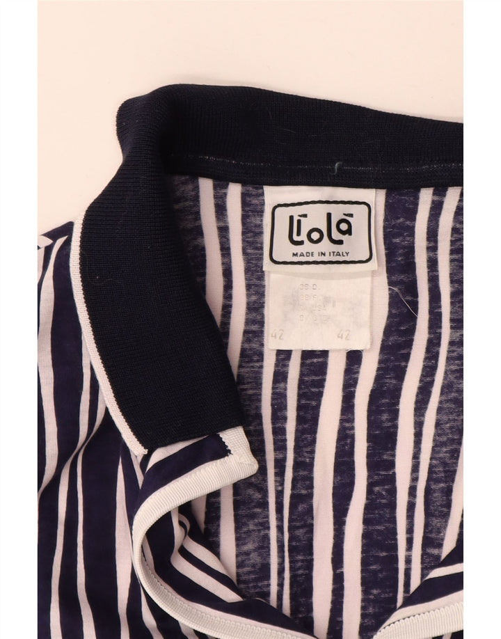 Blusa feminina Liola manga curta cropped IT 42 médio listrado azul marinho