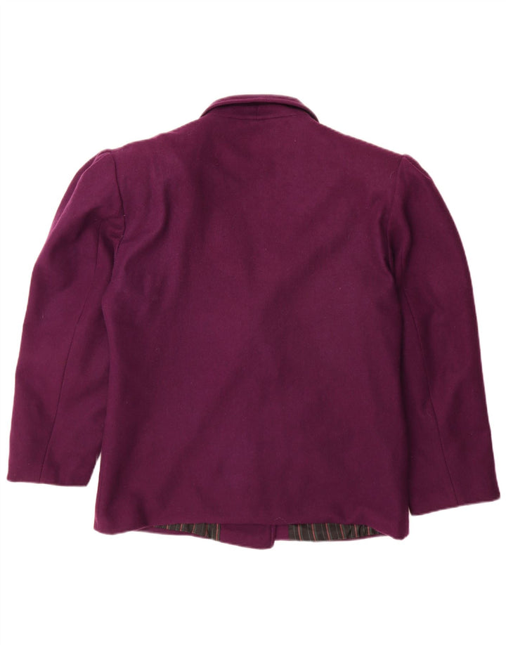 Jaqueta blazer feminina vintage com peito duplo Reino Unido 14 roxo médio