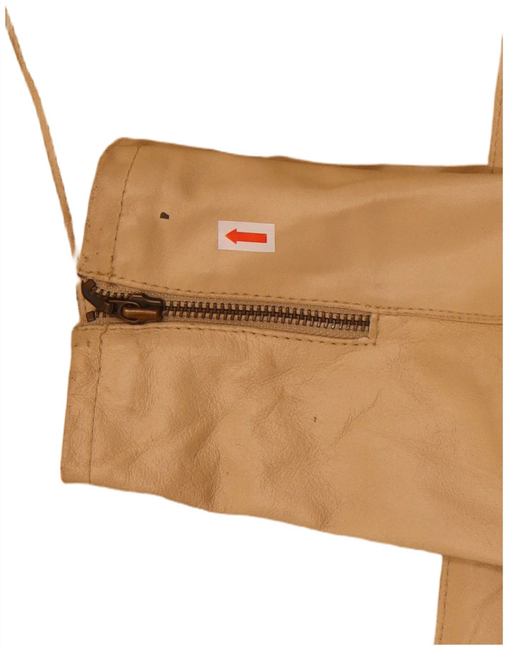 Jaqueta feminina de couro MOTIVI para motociclista Reino Unido 8 couro bege pequeno