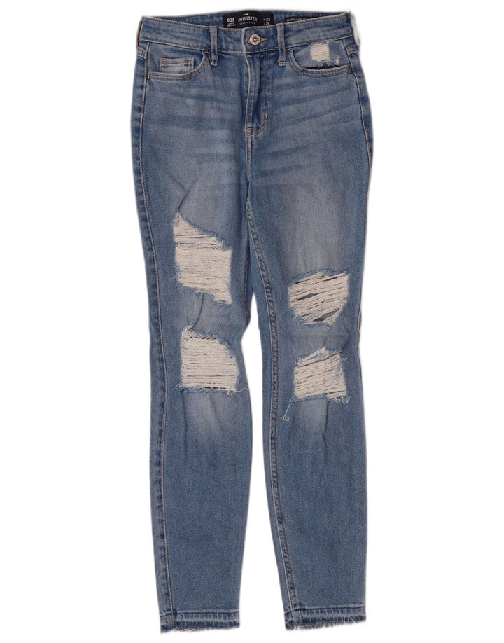 HOLLISTER Calça jeans feminina cintura alta desgastada US 00 2XS W23 L26 azul