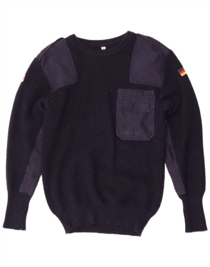 Suéter vintage masculino militar com gola redonda IT 48 azul marinho médio