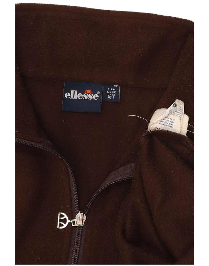 ELLESSE Suéter feminino de lã com gola grande e zíper Reino Unido 12 médio marrom