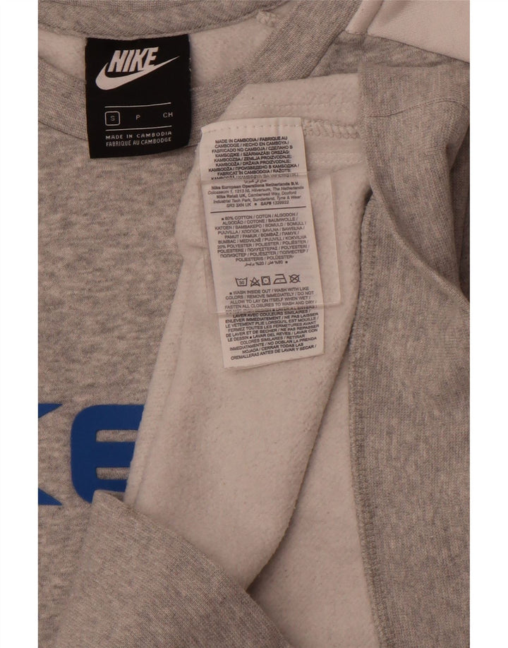 Moletom gráfico masculino NIKE Jumper pequeno cinza colorblock algodão