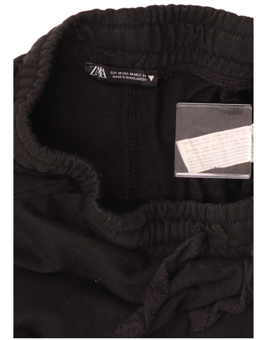 Calça de treino feminina Zara Joggers UK 12 algodão preto médio