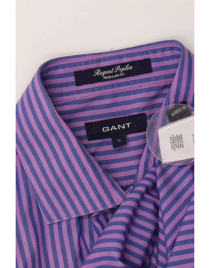 Camisa masculina Gant Regular Fit grande algodão listrado azul
