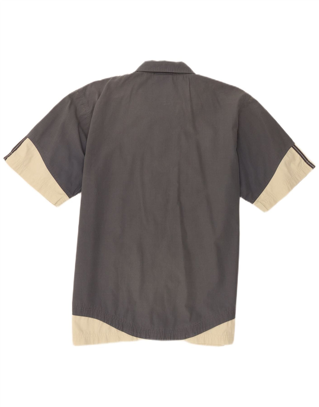 Camisa masculina Adidas manga curta cinza médio colorblock poliéster