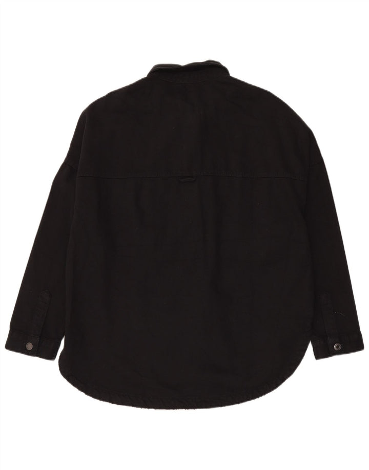 Camisa jeans oversized feminina Zara Reino Unido 10 pequeno algodão preto