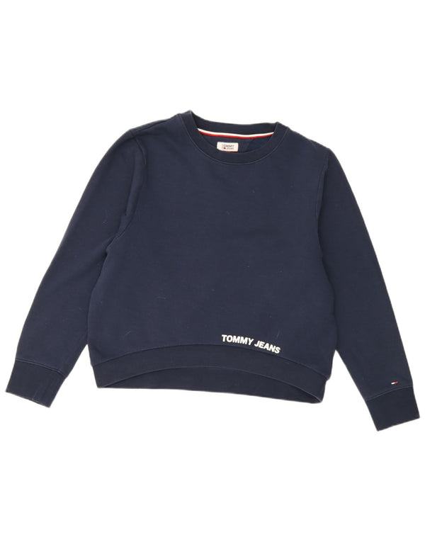 Tommy Hilfiger moletom feminino oversized jumper Reino Unido 10 pequeno azul marinho
