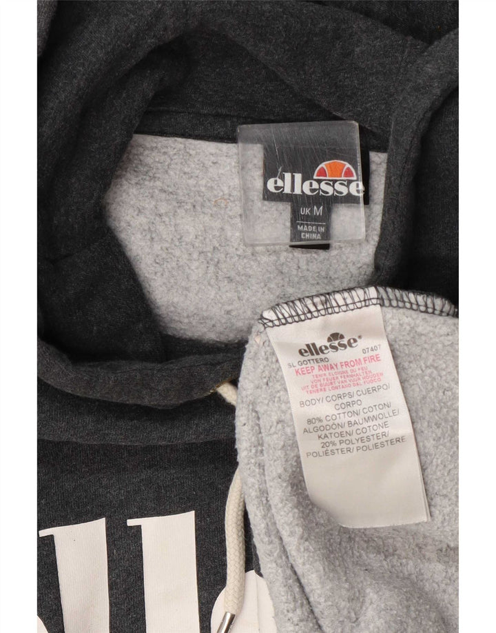 Suéter Ellesse masculino com capuz gráfico cinza médio algodão