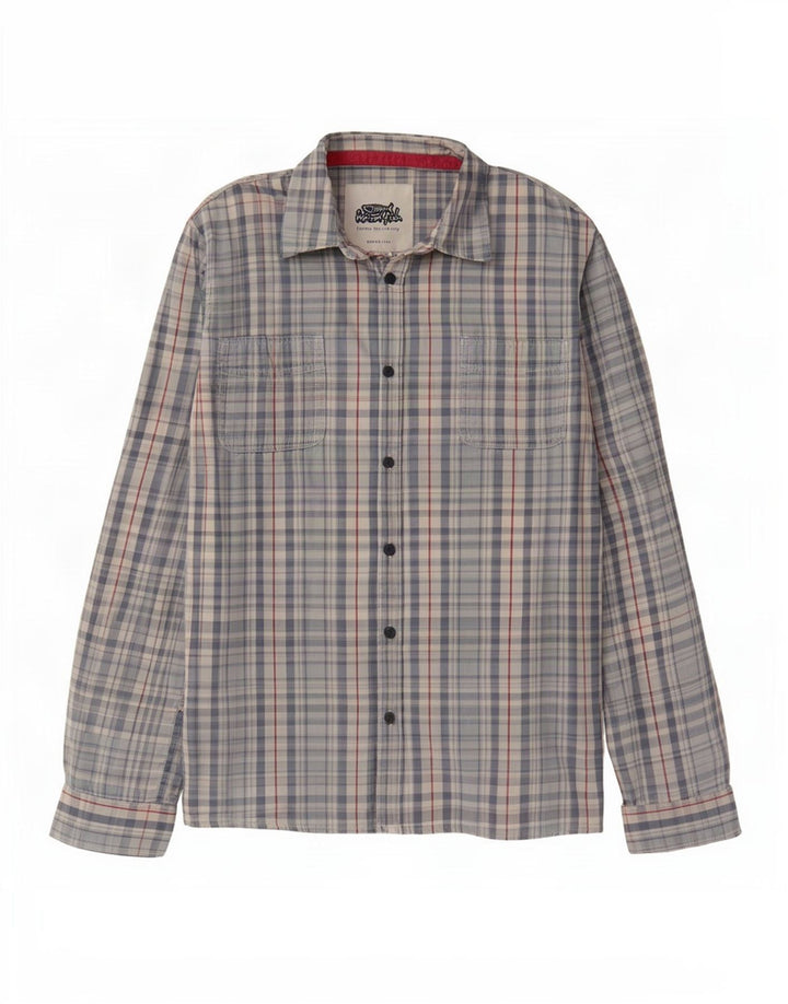 Camisa masculina de flanela Weird Fish 2XL algodão xadrez azul