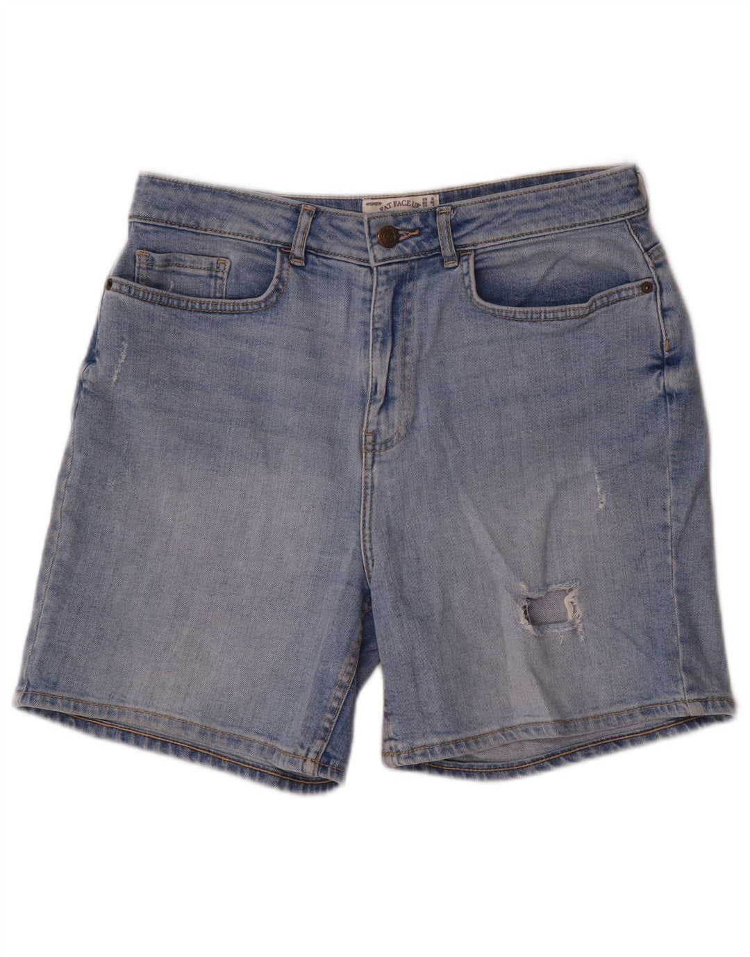 Shorts jeans femininos Fat Face desgastados Reino Unido 12 médio W30 algodão azul