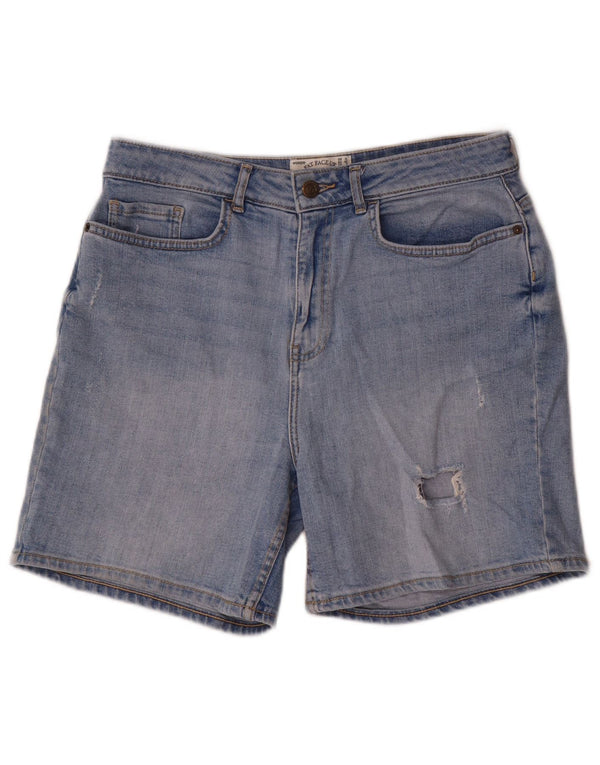 Shorts jeans femininos Fat Face desgastados Reino Unido 12 médio W30 algodão azul