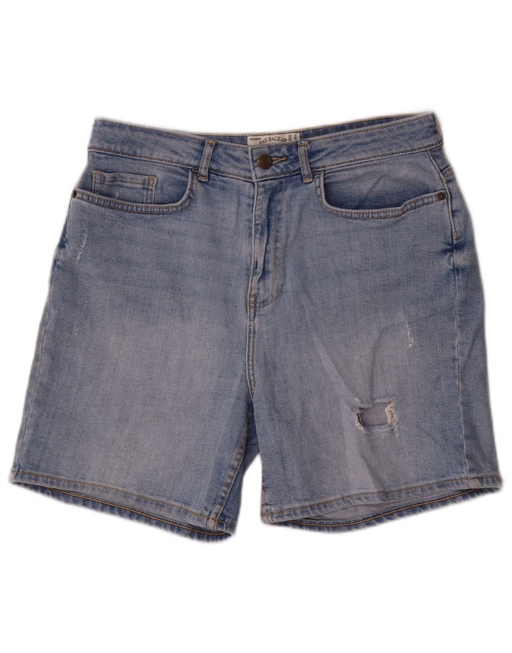 Shorts jeans femininos Fat Face desgastados Reino Unido 12 médio W30 algodão azul