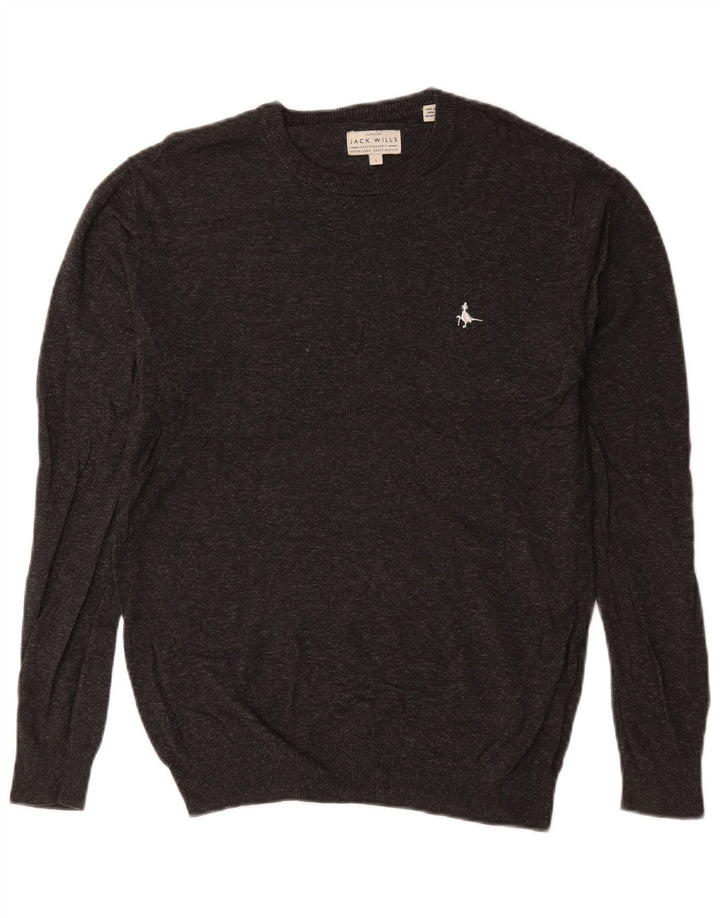 Suéter masculino Jack Wills com gola redonda e algodão cinza pequeno