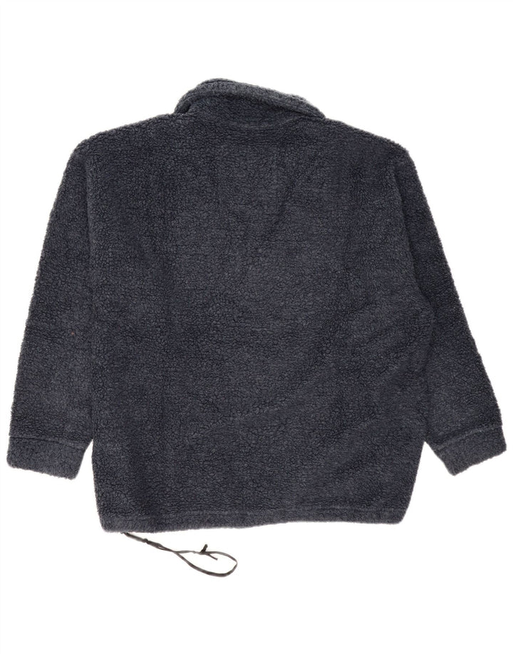 Belfe Suéter masculino de lã com gola polo gráfica oversized médio azul marinho