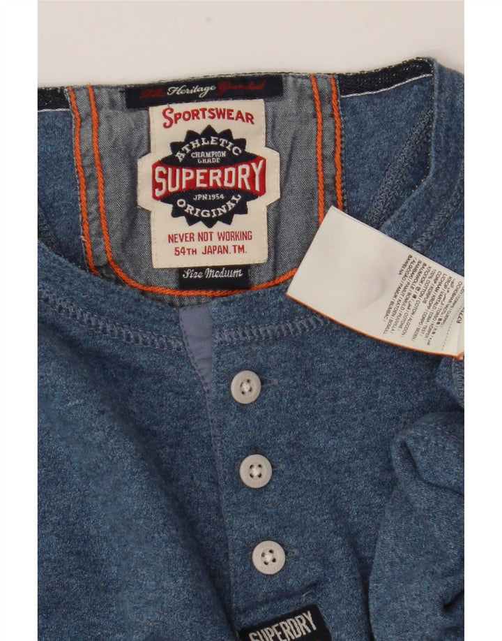 Superdry Mens Top Manga Longa Médio Algodão Azul