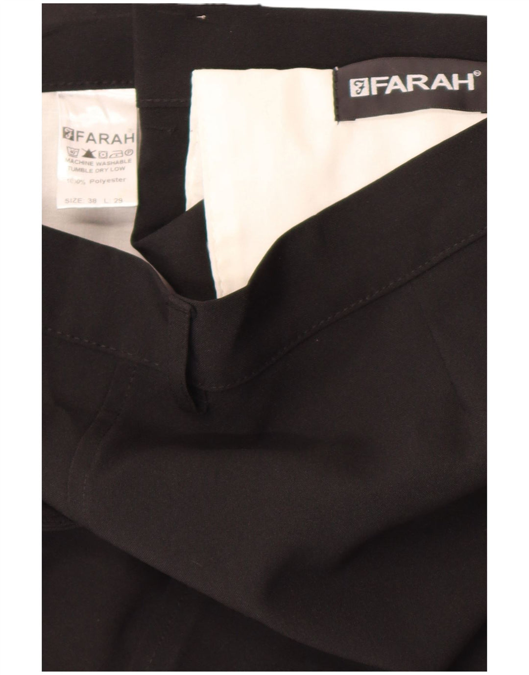 Calça masculina reta casual Farah W38 L29 poliéster preto