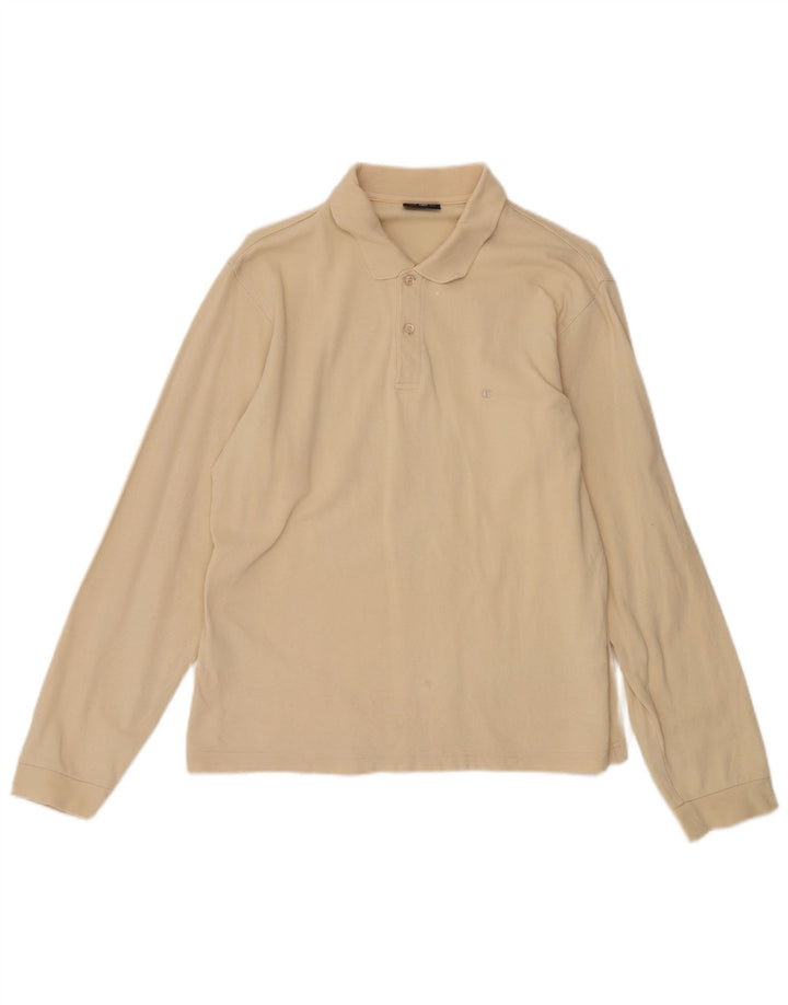 Camisa polo masculina de manga comprida CHAMPION bege médio