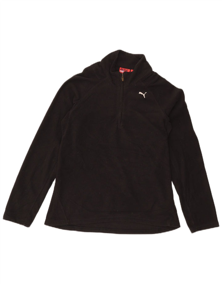 Jumper de lã feminino Puma com zíper e gola UK 12 poliéster preto médio