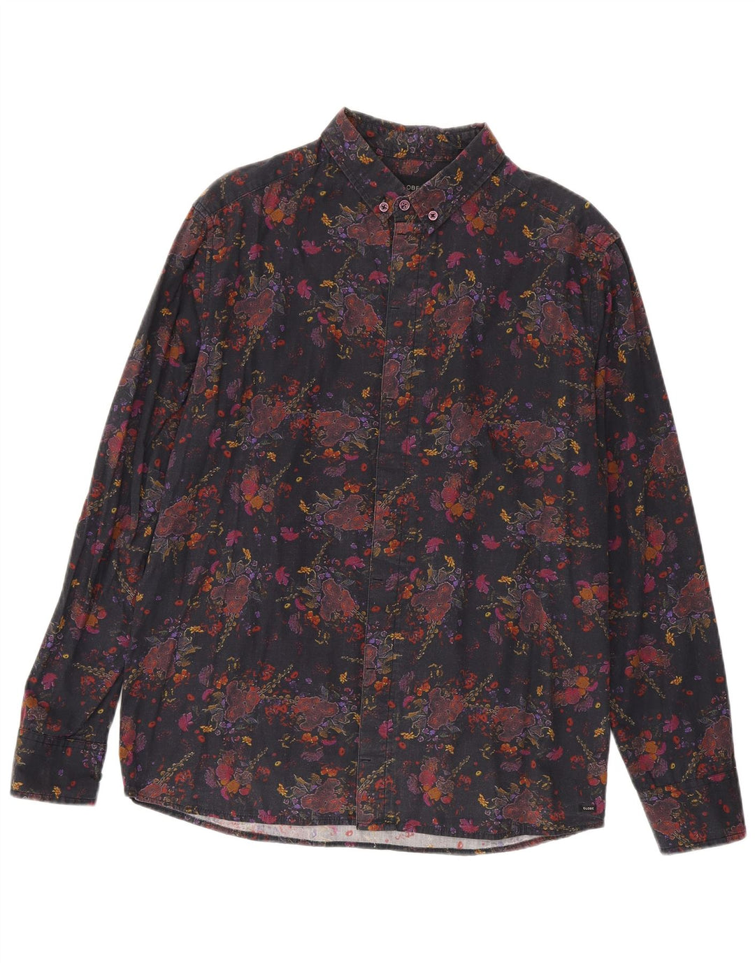 Camisa masculina vintage grande algodão floral preto