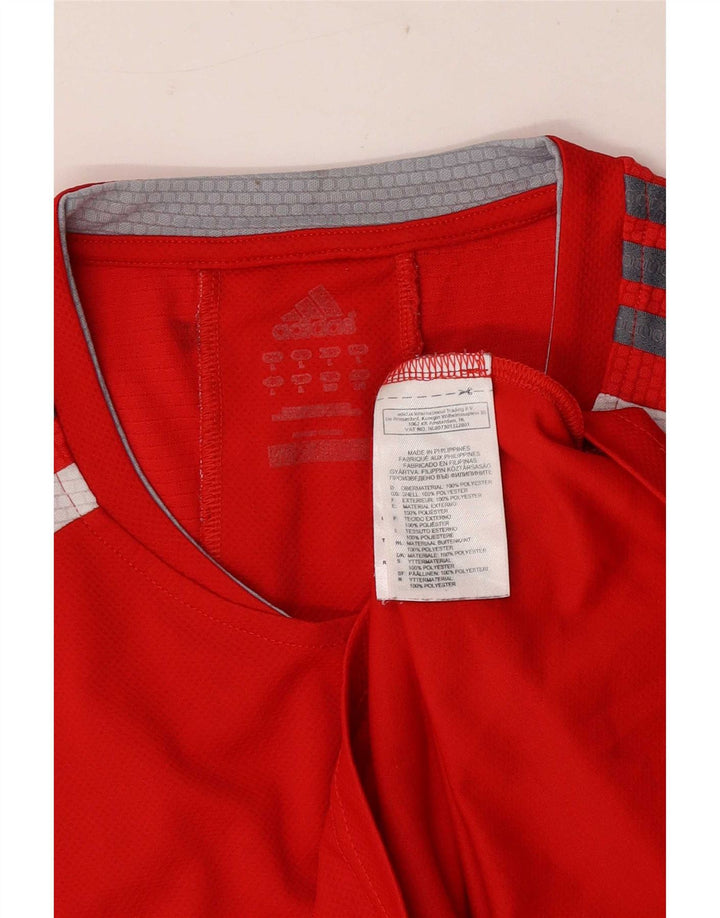 Camiseta masculina Adidas regular de manga curta Top grande bloco colorido vermelho