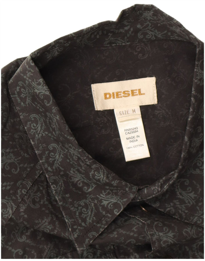 Camisa masculina diesel média preta algodão Paisley