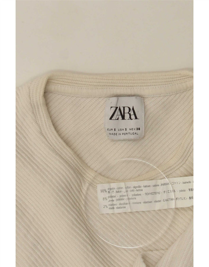 Zara Top masculino manga comprida pequeno algodão branco