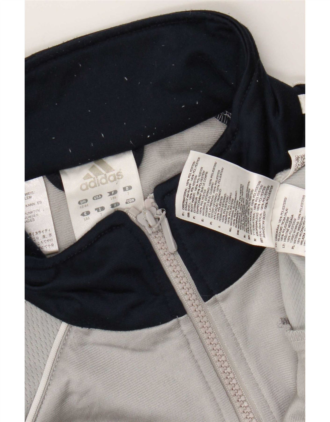 Adidas Mens Tracksuit Top Jacket UK 42/44 Grande Cinza Colorblock Poliéster