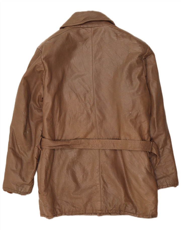 Jaqueta de couro masculina vintage IT 50 grande marrom