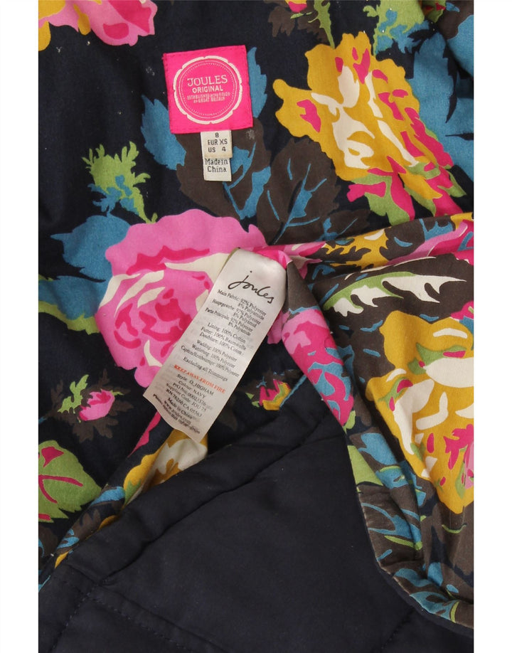 JOULES Colete acolchoado feminino UK 8 pequeno algodão azul marinho