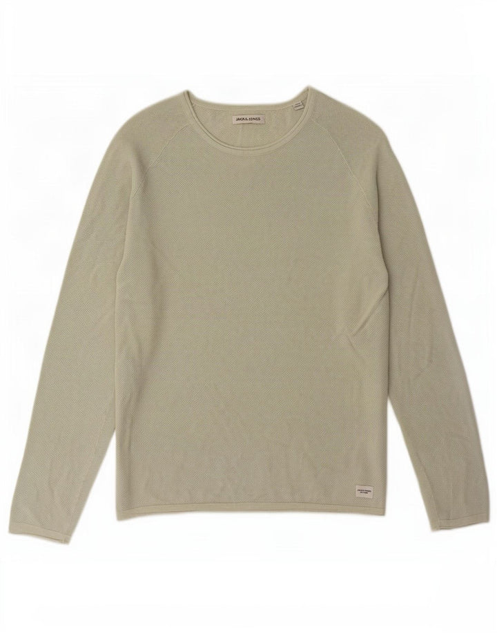 Suéter masculino Jack & Jones com gola canoa de algodão verde médio