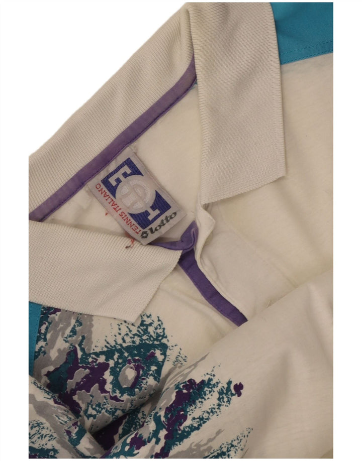 Camisa polo masculina gráfica Lotto grande bloco colorido branco
