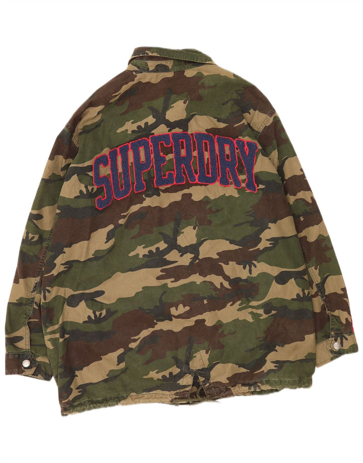 Jaqueta utilitária feminina Superdry UK 14 grande camuflagem cáqui