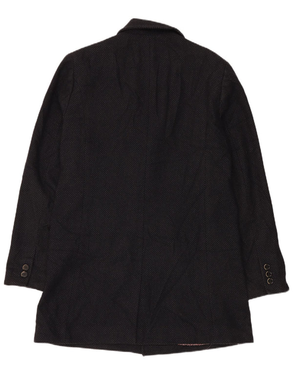 Sobretudo masculino Ted Baker tamanho 5 XL lã manchada preta
