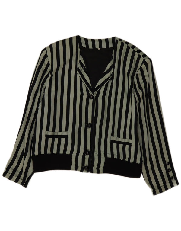 Blusa feminina vintage EU 44 XL viscose listrada verde