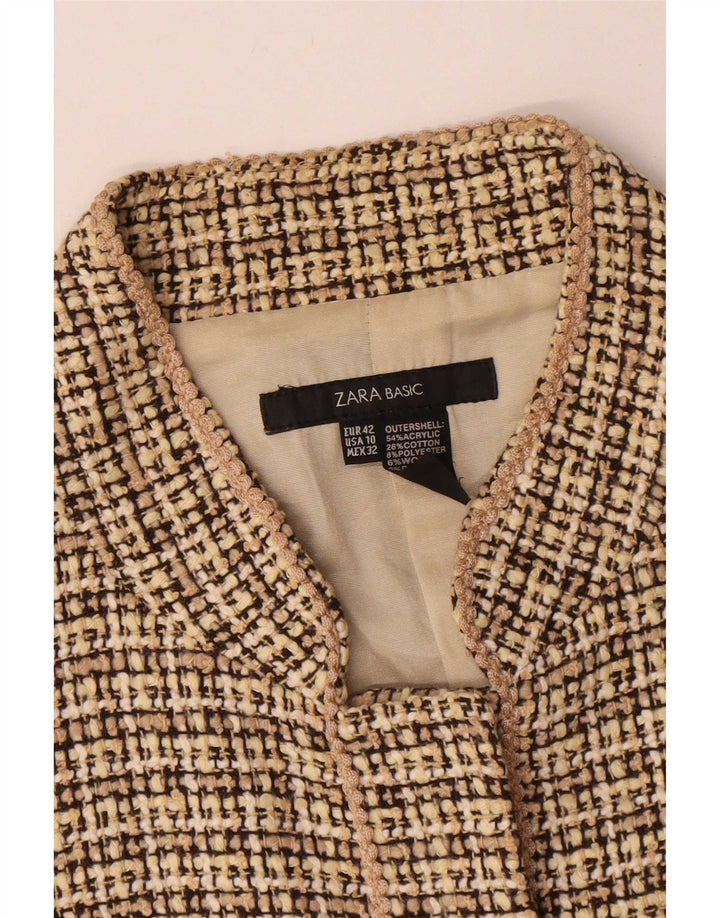 Jaqueta blazer feminina Zara EU 42 grande bege xadrez acrílico