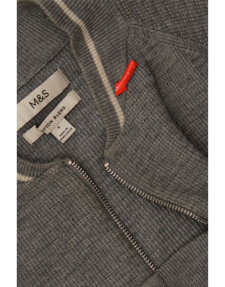 Suéter cardigã masculino Marks & Spencer pequeno poliéster cinza
