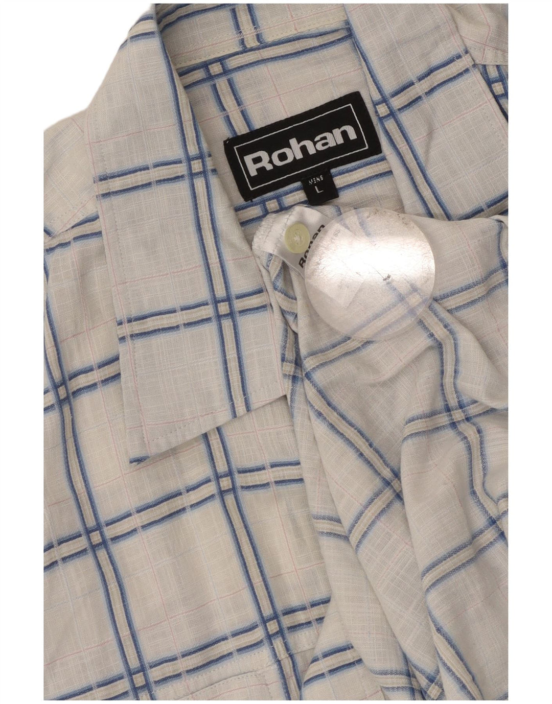 Rohan Camisa masculina de manga curta grande poliéster xadrez branco