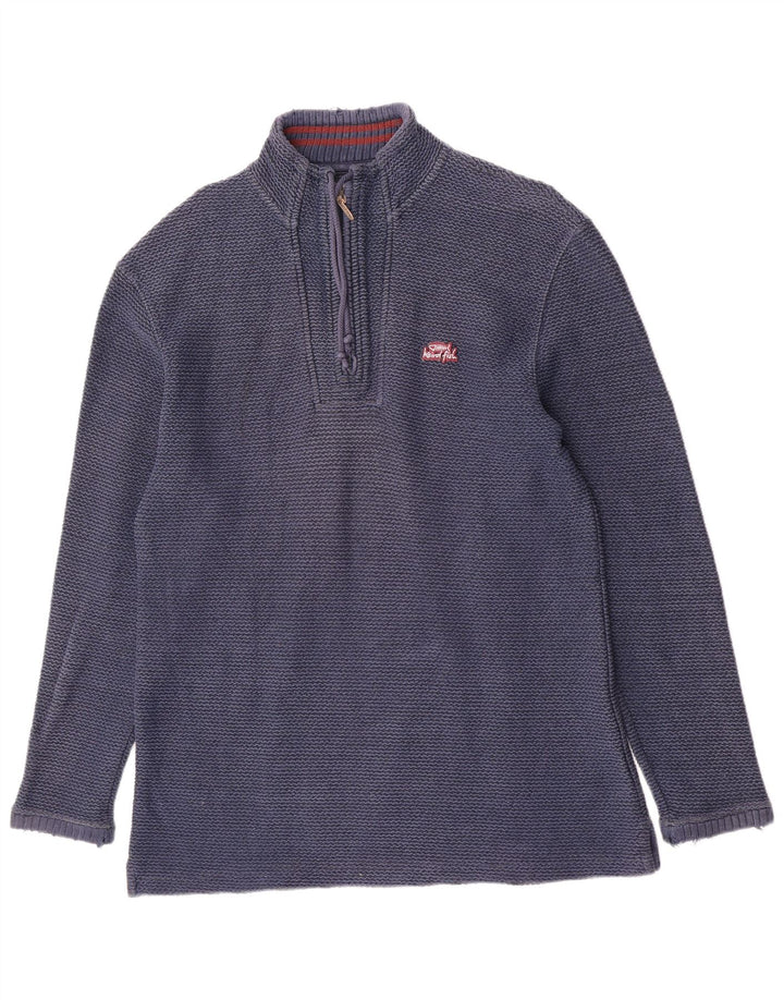 Moletom masculino Weird Fish com zíper e gola grande azul marinho