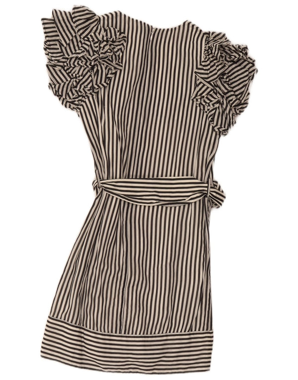 Vestido túnica feminino French Connection UK 8 pequeno algodão listrado preto