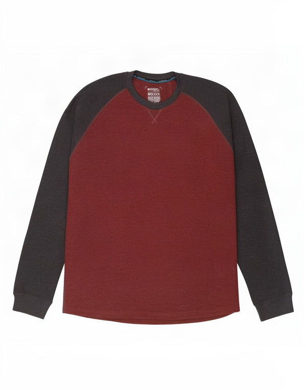 Mountain Warehouse Mens Top Manga Longa 3XL Algodão Colourblock Borgonha